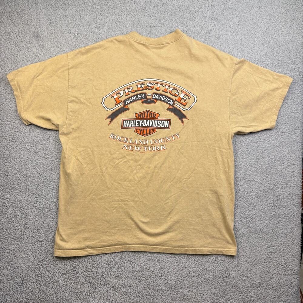VTG Harley Davidson Shirt Mens 2XL Beige Rockland County New York 90s Y2k Biker - Picture 2 of 15
